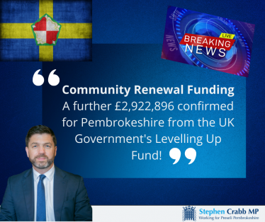 MP welcomes further UK Government £2.9m for Pembrokeshire projects